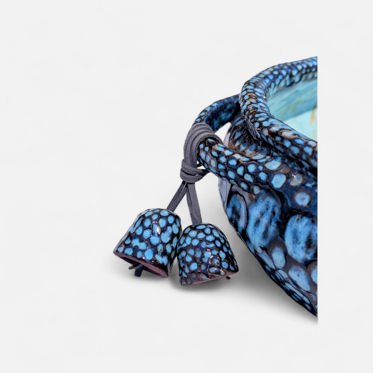 'Aura' Coil-Built Stoneware Serving Bowl with Dangle Charms