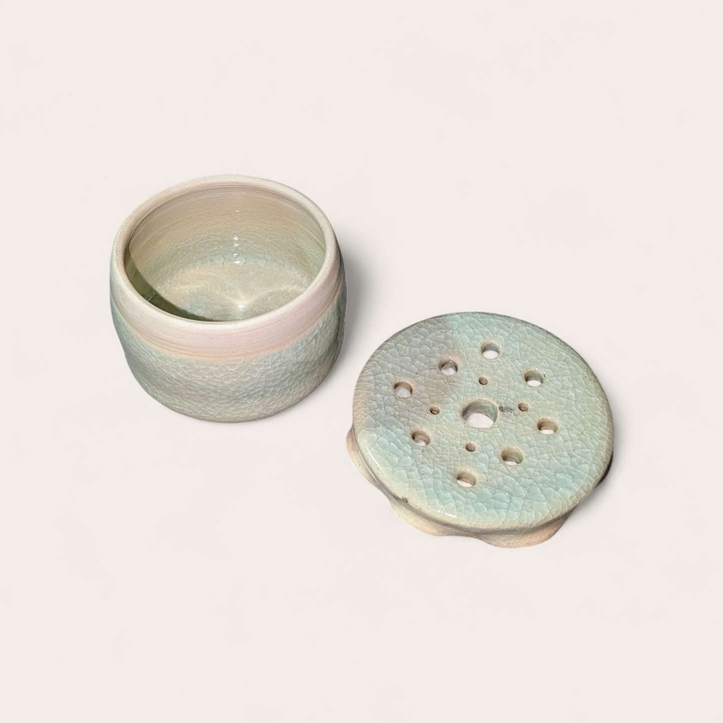 Crackle Glaze Ceramic Flower Frog Jar