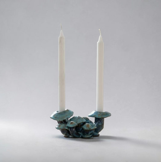 Enchanted Forest Ceramic Mushroom Candelabra