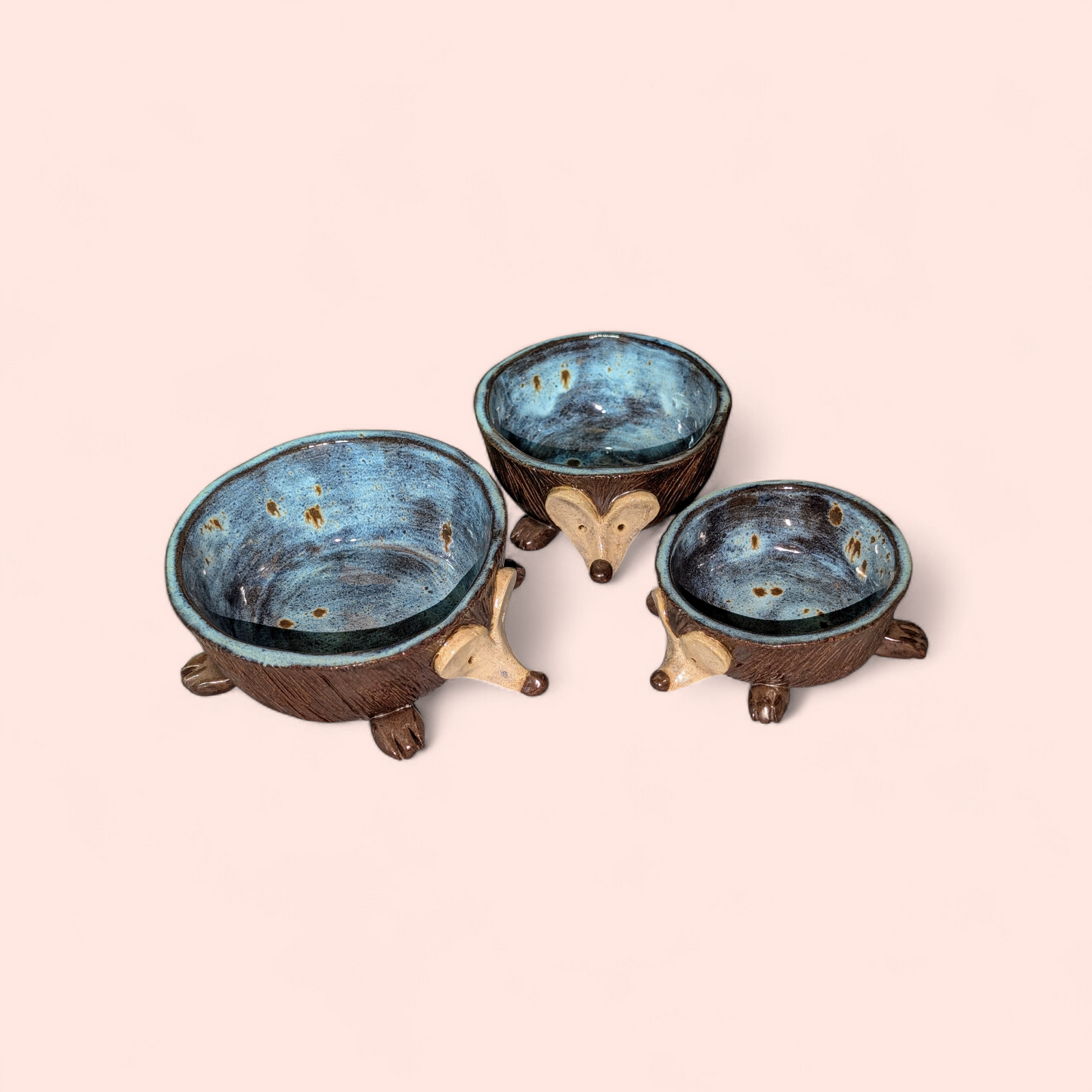 Handmade Ceramic Hedgehog Nesting Bowls (Set of 3)
