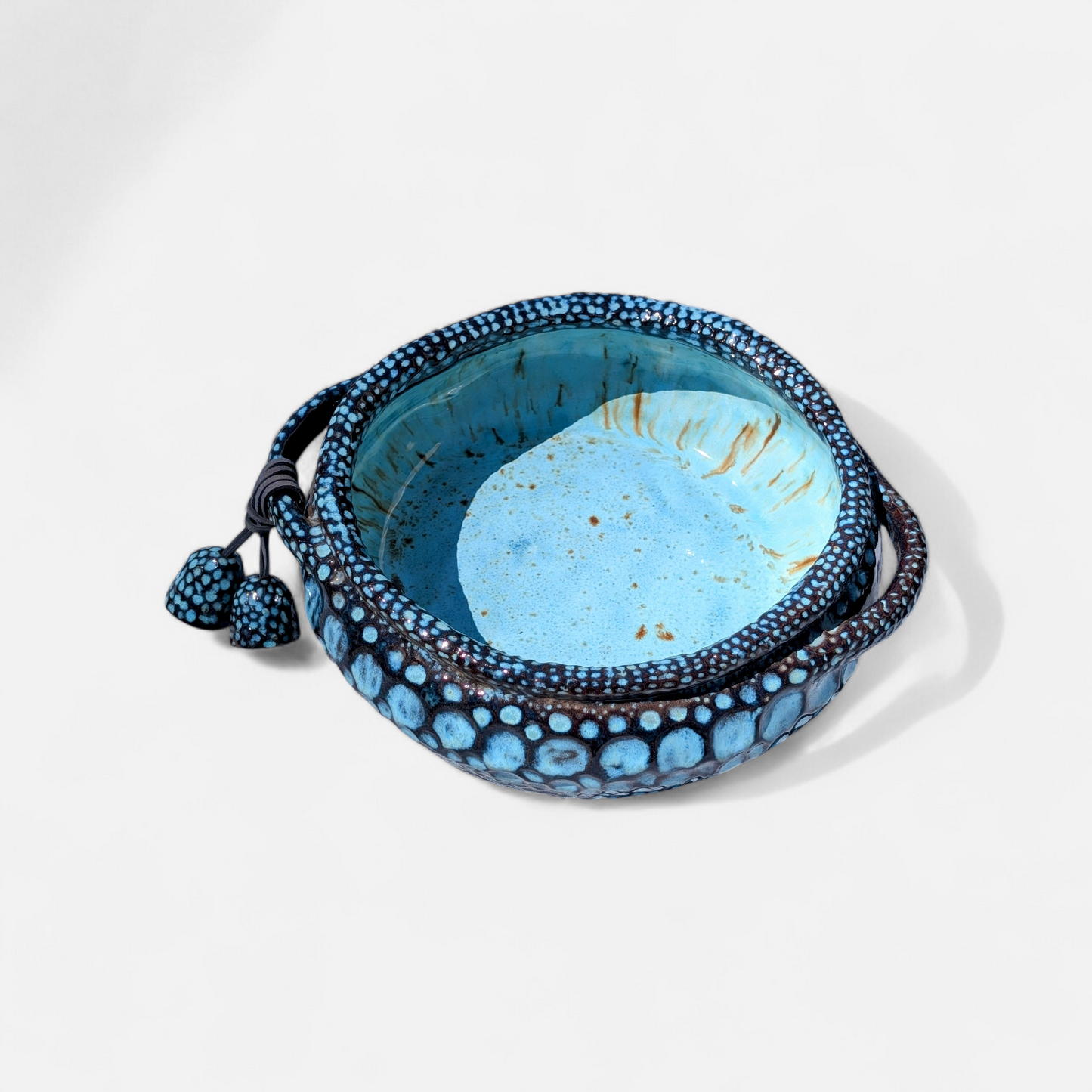 'Aura' Coil-Built Stoneware Serving Bowl with Dangle Charms
