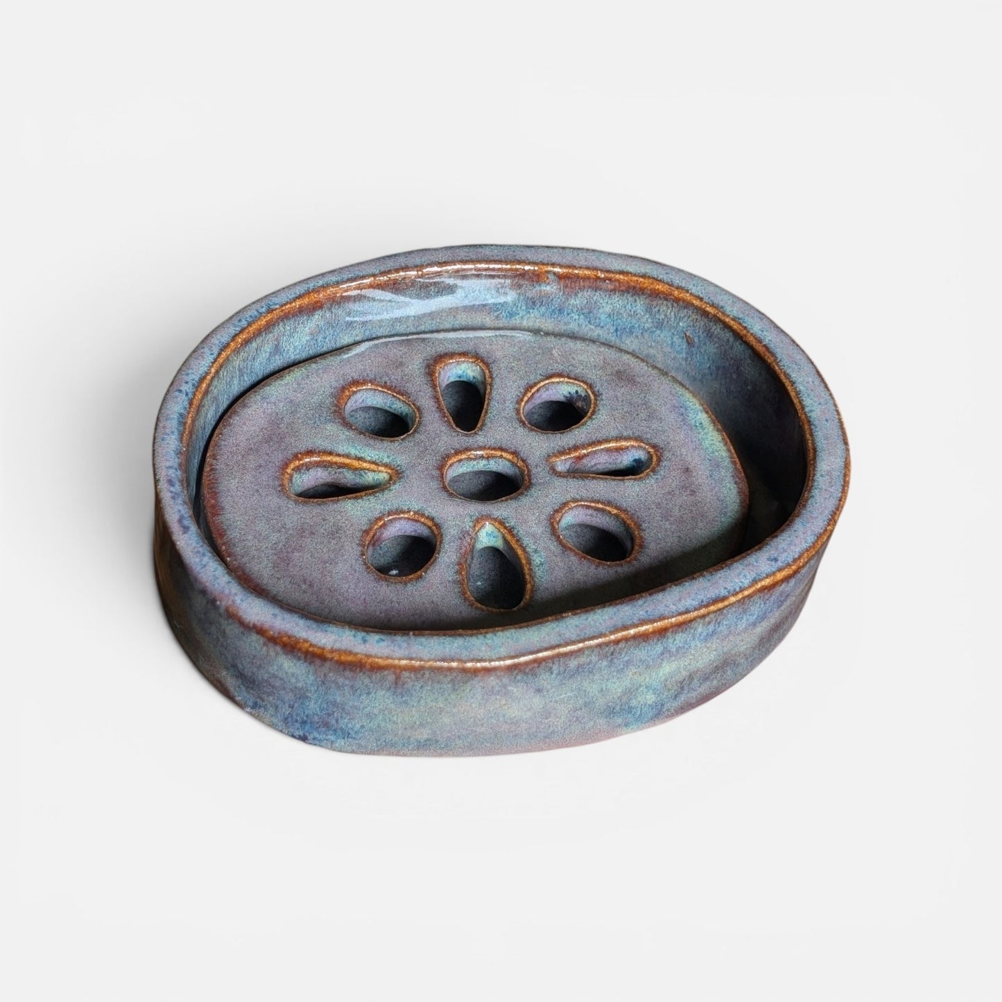 Two-Piece Drainage Sponge & Soap Dock - Earth & Moss Gloss