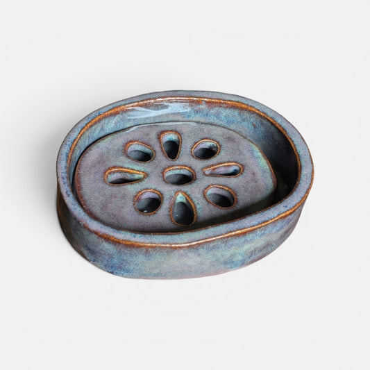Two-Piece Drainage Sponge & Soap Dock - Earth & Moss Gloss