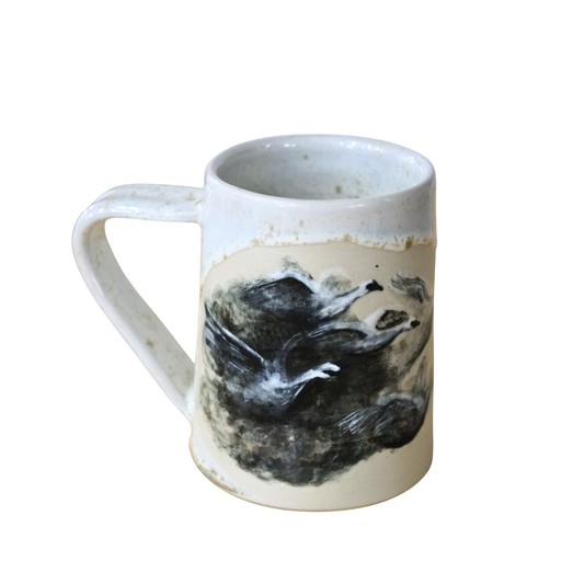 Hand-Thrown & Hand-Painted Geese Stoneware Mug