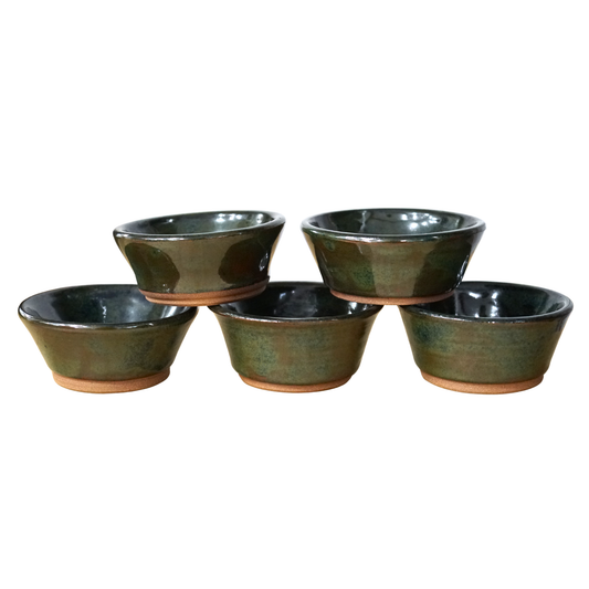 Verdant Hearth – Hand-Thrown Stackable Ceramic Sauce & Dip Bowls - Set of (5)