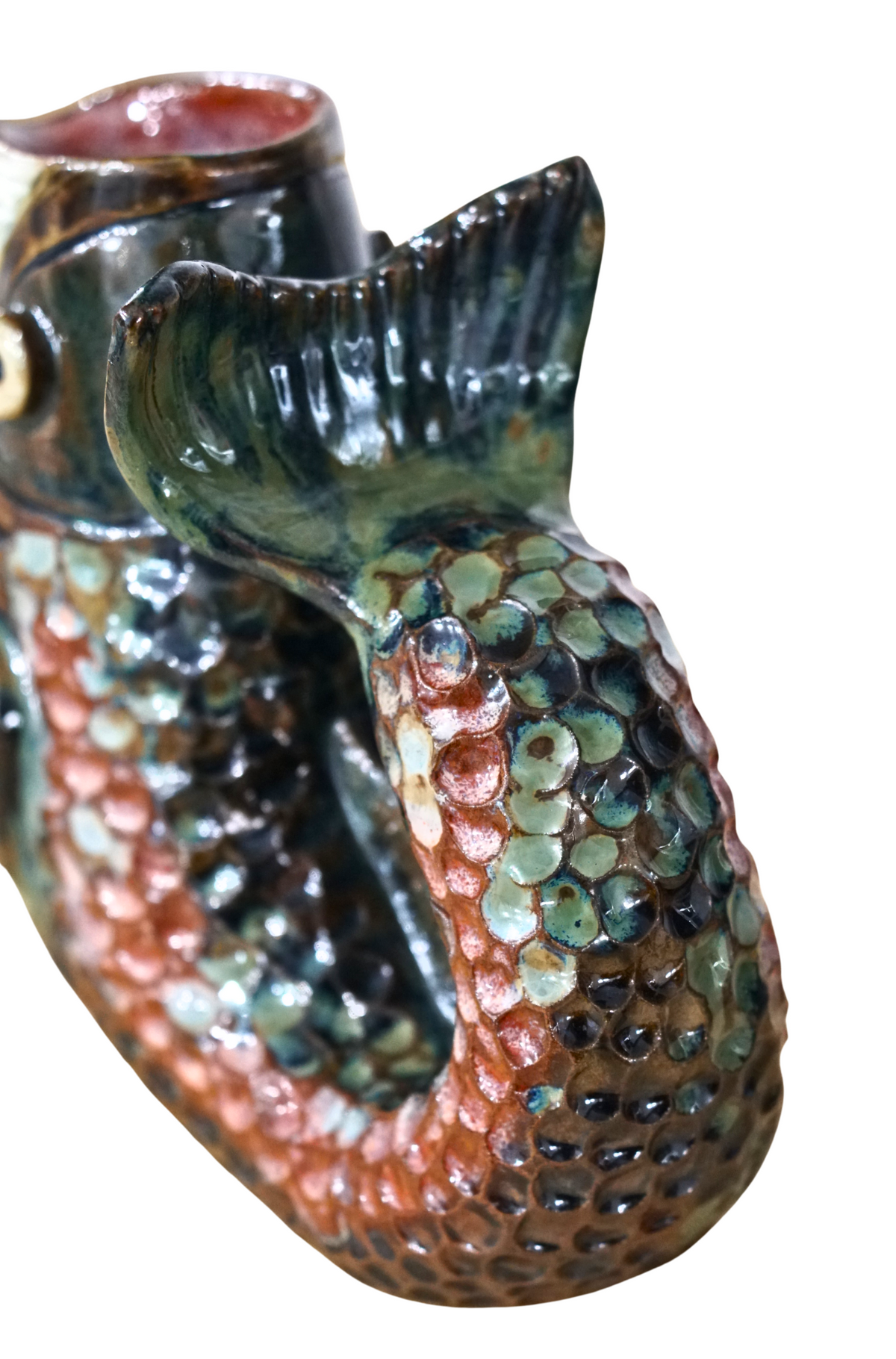 Handcrafted Ceramic Fish Guggle Jug – Unique Art Pottery Pitcher