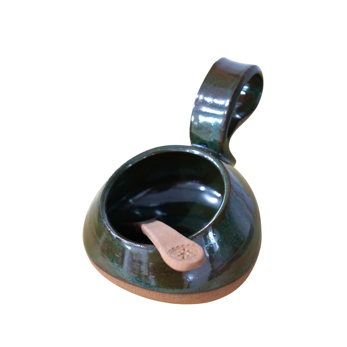 Verdant Hearth – Hand-Thrown Ceramic Salt Pig & Spoon Set