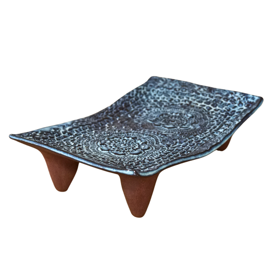 Verdant Hearth – Hand-Built Heirloom Lace Ceramic Fruit Cradle & Tray