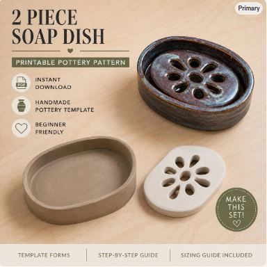 Printable Template - 2 Piece Soap Dish - Digital Download - DIY Clay Pattern - Beginner Friendly
