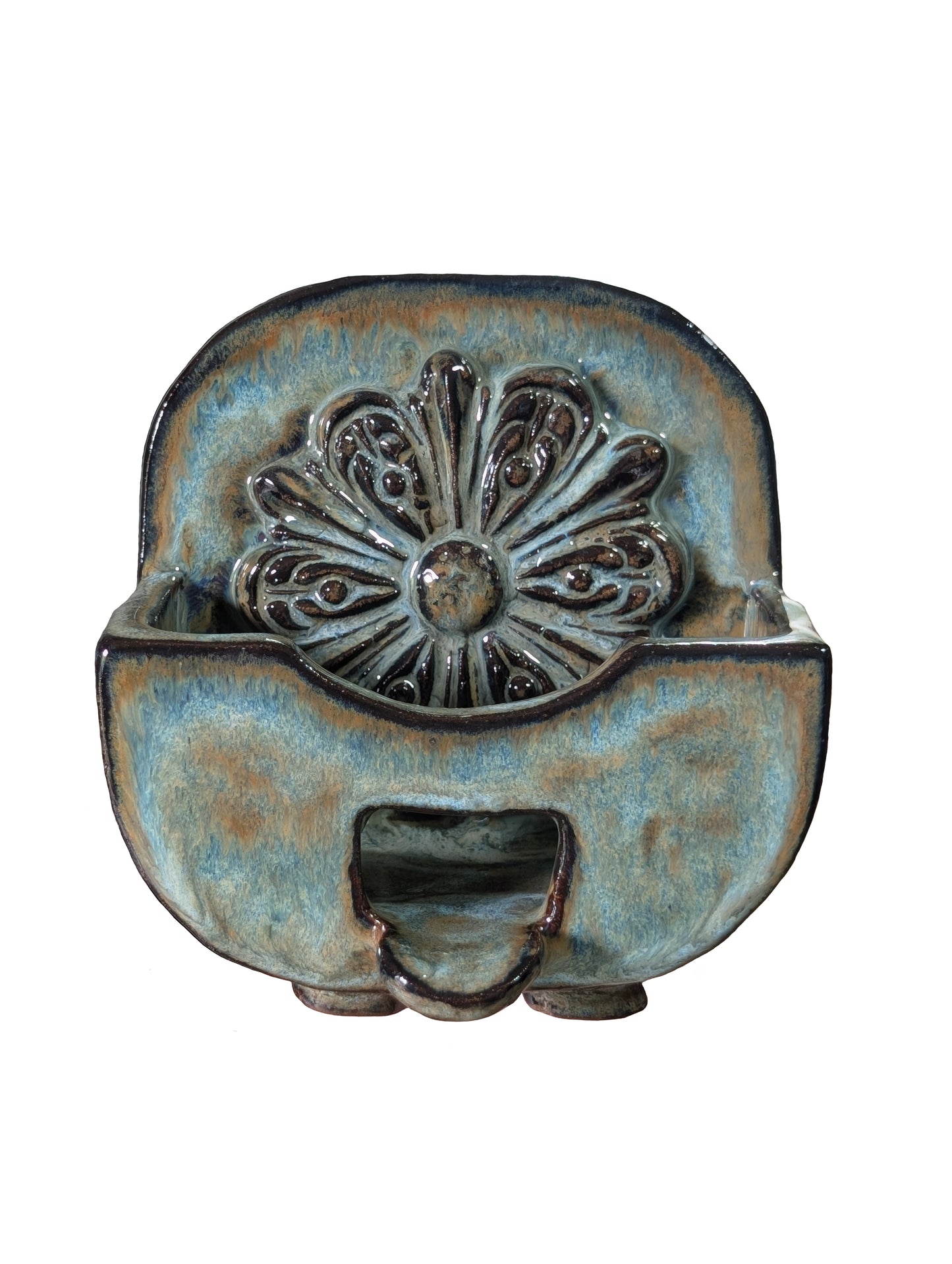 The OG Smiley Sponge Caddy - Carved Floral Earth & Moss