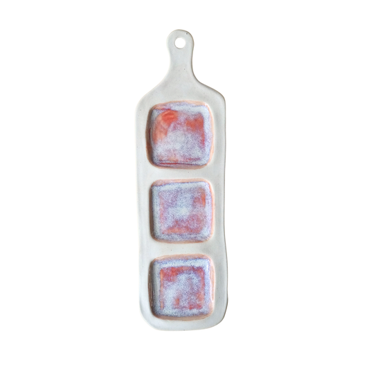 Verdant Hearth – Hand-Built Ceramic 3-Compartment Serving Paddle