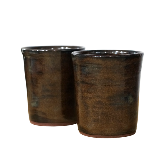 Verdant Hearth – Hand-Thrown Metallic Ceramic Tumblers (Set of 2)