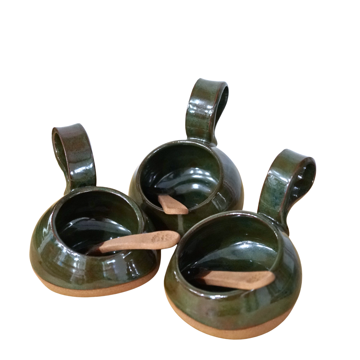 Verdant Hearth – Hand-Thrown Ceramic Salt Pig & Spoon Set