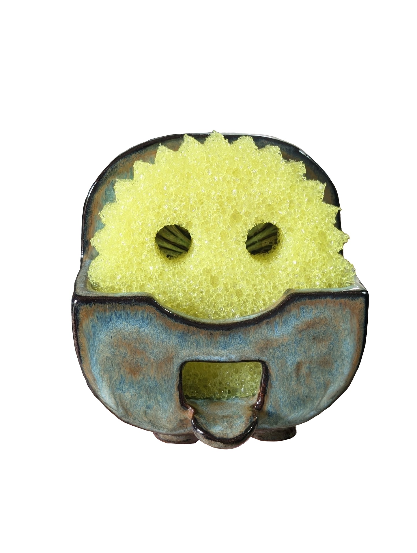 The OG Smiley Sponge Caddy - Carved Floral Earth & Moss