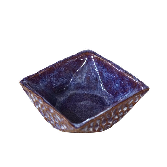 Amethyst Lattice – Hand-Built Square Bowl